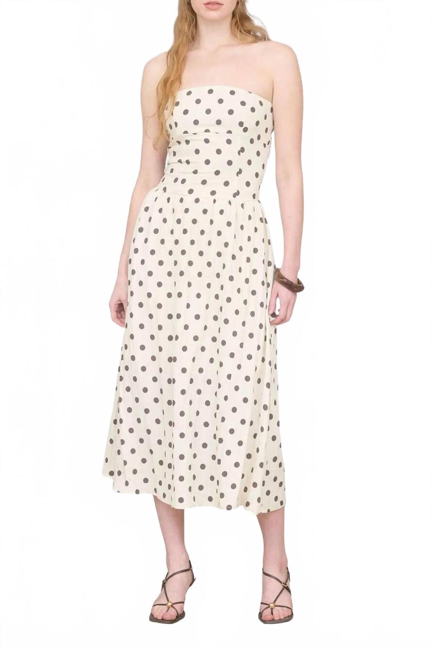 NEW BLU PEPPER strapless midi dress in khaki